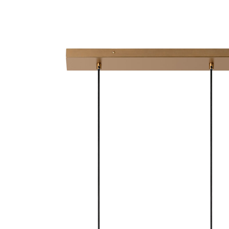 Bude Cylinder 3 Wire Cluster Pendant Light - Linen & Clear Glass