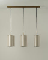 Bude Cylinder 3 Wire Cluster Pendant Light - Linen & Clear Glass