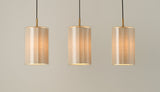 Bude Cylinder 3 Wire Cluster Pendant Light - Linen & Clear Glass