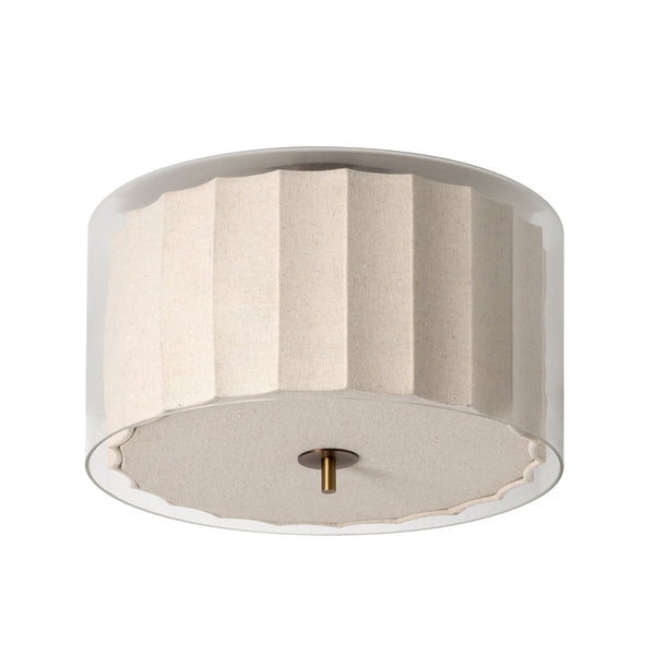 Bude Circular Flush Mount - Linen & Clear Glass