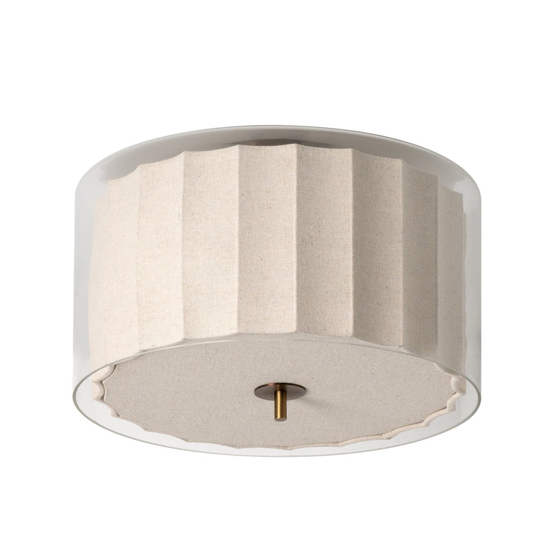 Bude Circular Flush Mount - Linen & Clear Glass