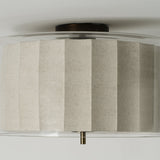 Bude Circular Flush Mount - Linen & Clear Glass