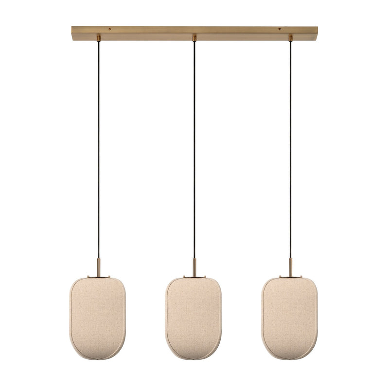Bloxham Rectangular 3 Wire Cluster Pendant  Light - Natural - Brass