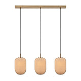 Bloxham Rectangular 3 Wire Cluster Pendant  Light - Natural - Brass