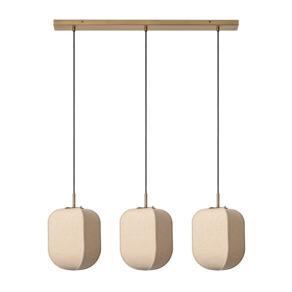 Bloxham Rectangular 3 Wire Cluster Pendant  Light - Natural - Brass