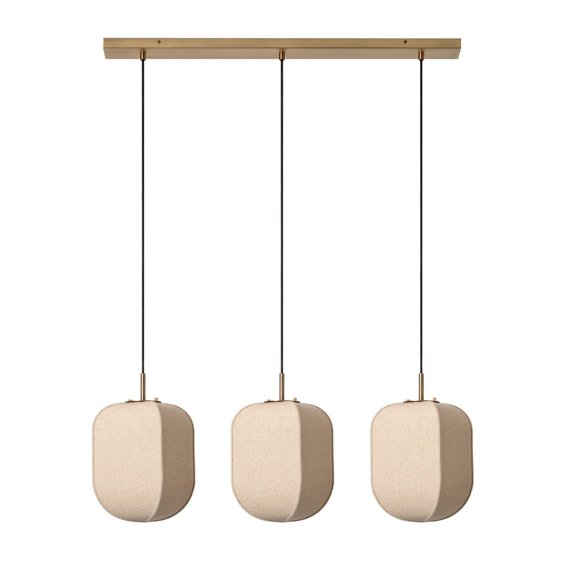Bloxham Rectangular 3 Wire Cluster Pendant  Light - Natural - Brass