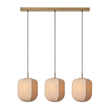 Bloxham Rectangular 3 Wire Cluster Pendant  Light - Natural - Brass