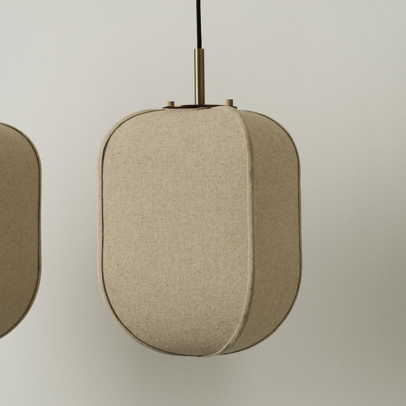 Bloxham Rectangular 3 Wire Cluster Pendant  Light - Natural - Brass