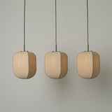 Bloxham Rectangular 3 Wire Cluster Pendant  Light - Natural - Brass