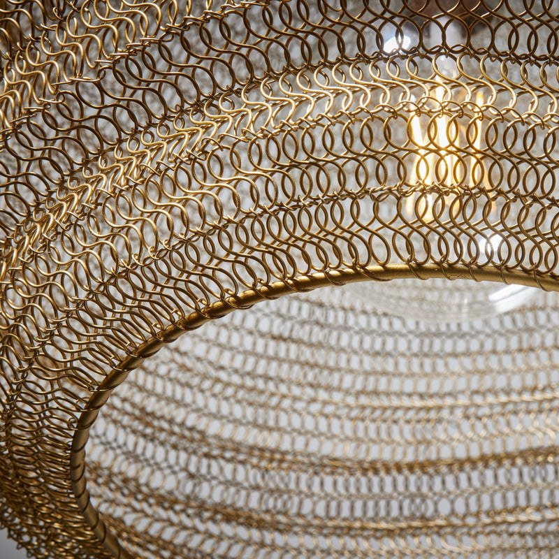 Beehive Wire Cage Metal Mesh Pendant Light - Drop - Brass