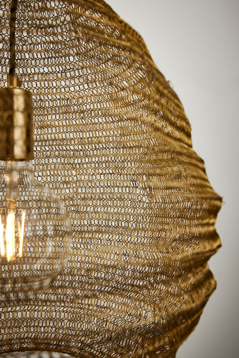 Beehive Wire Cage Metal Mesh Pendant Light - Oval - Brass