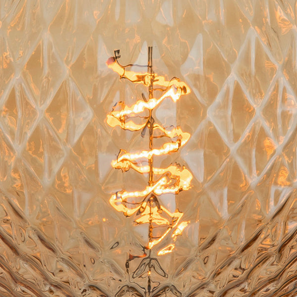LED Spiral Edison Soft Filament Dimmable Bulb - 4W E27 Globe G125 - Diamond - Amber