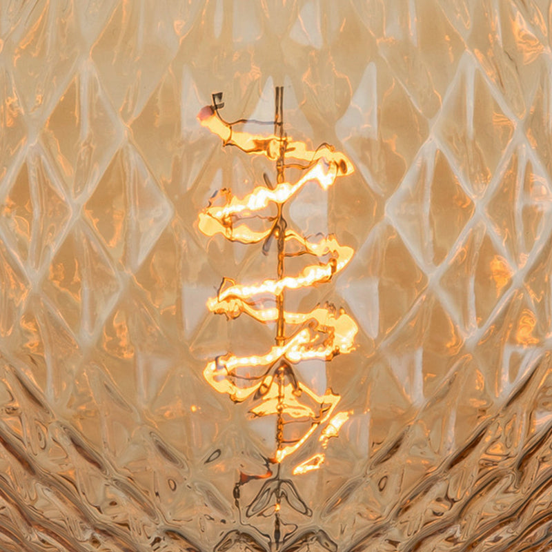 LED Spiral Edison Soft Filament Dimmable Bulb - 4W E27 Globe G125 - Diamond - Amber