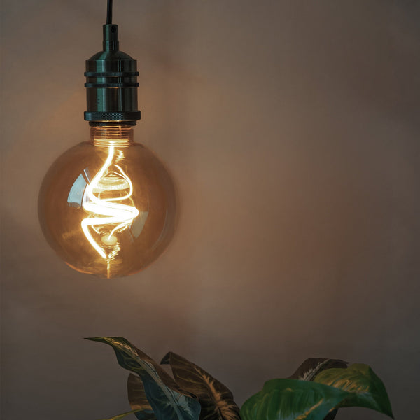 LED Twisted Filament Dimmable Bulb - 5W E27 Globe G125 - Amber