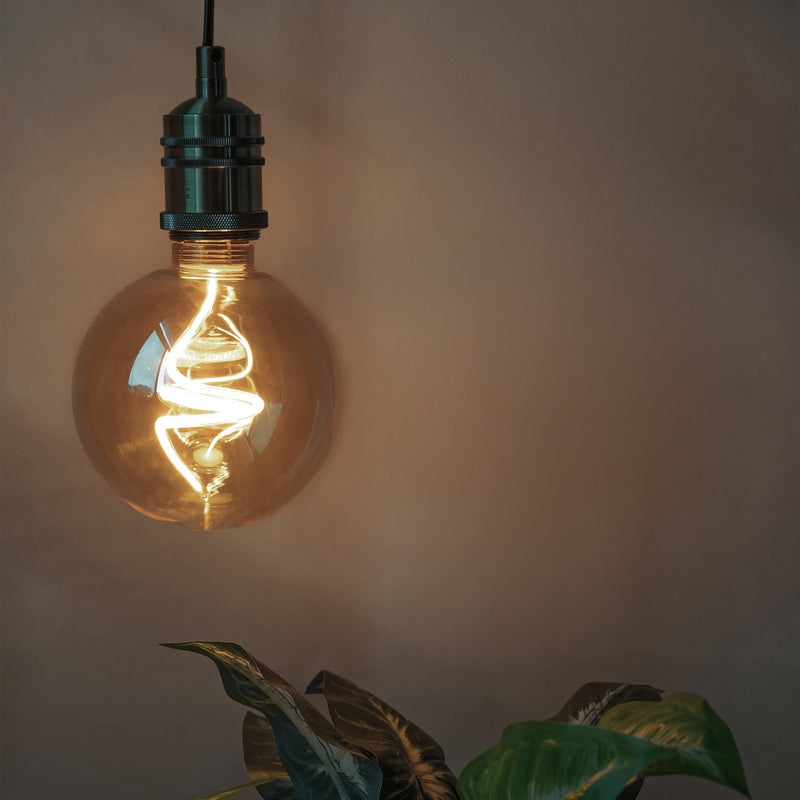 LED Twisted Filament Dimmable Bulb - 5W E27 Globe G125 - Amber