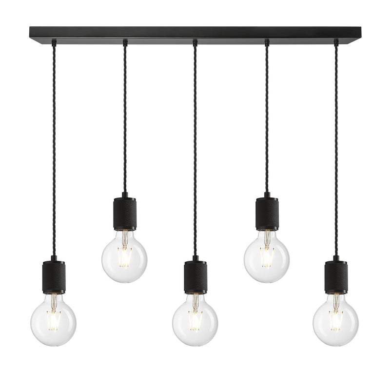 Knurled Edison Cluster Lights - Wire - Black