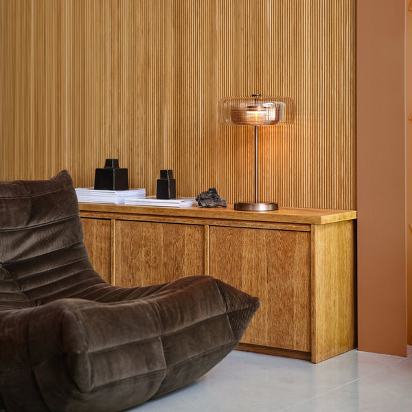 Selby Layered Glass Round Table Lamp - Mocha - Bronze