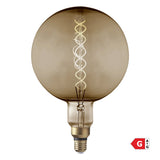 Vintage Giant LED Edison Bulb Old Filament Lamp - 8W E27 Spiral Globe G200 - Smoke Grey