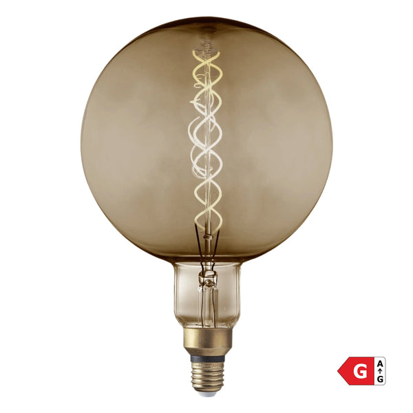 Vintage Giant LED Edison Bulb Old Filament Lamp - 8W E27 Spiral Globe G200 - Smoke Grey