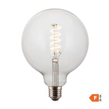 LED Edison Spiral Old Filament Dimmable Bulb - 6W E27 Globe G125 - Clear