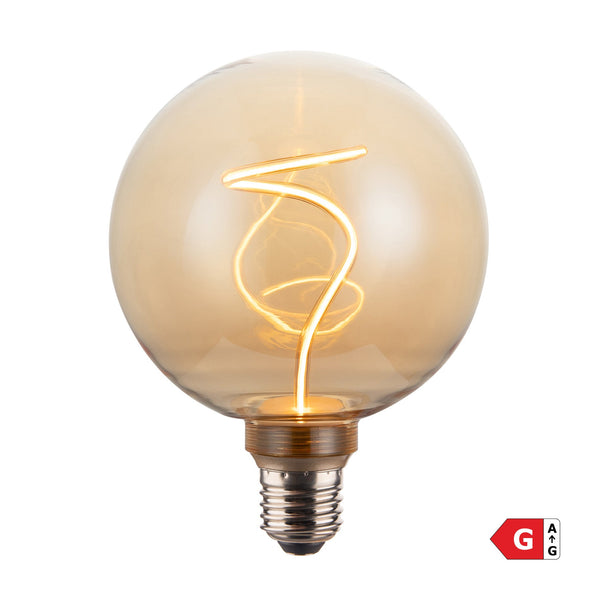 LED Twisted Filament Dimmable Bulb - 5W E27 Globe G125 - Amber