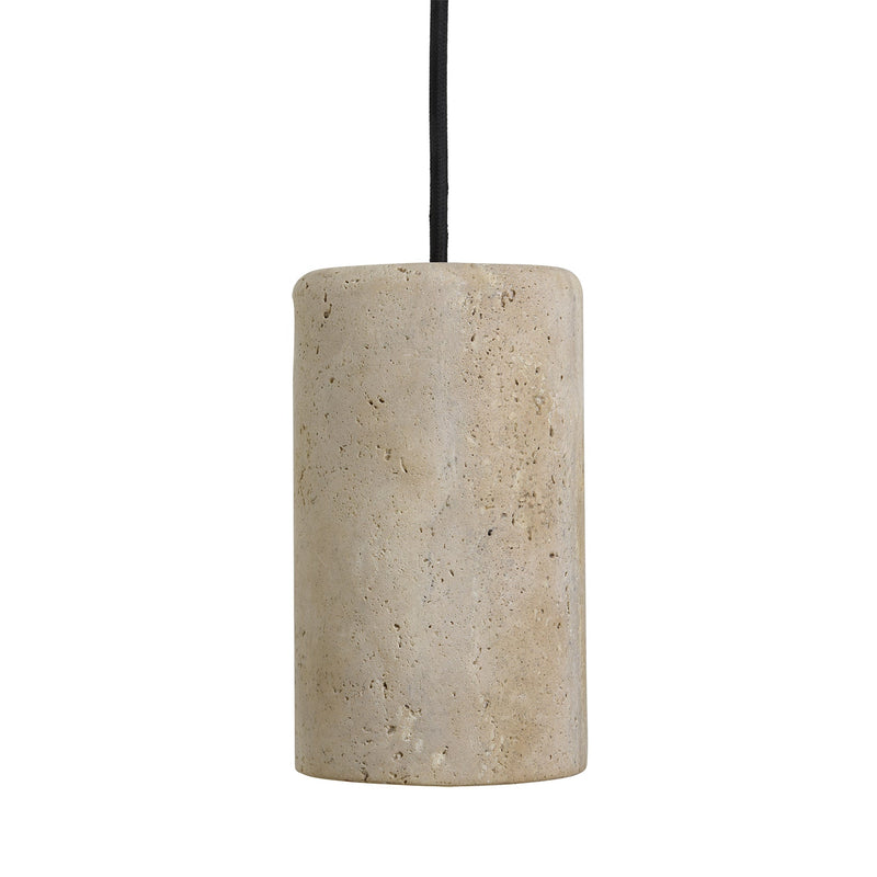Travertine Stone Cylinder Pendant Light - 4 inch - Natural