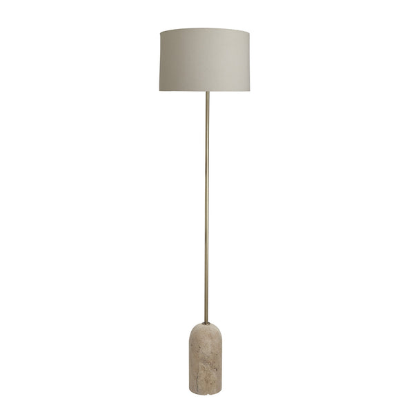 Travertine Cone Floor Lamp - Natural & Brass