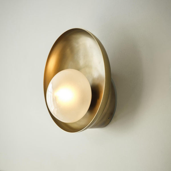 Hayle Outdoor & Bathroom Round Diffuser Wall Light - Brass
