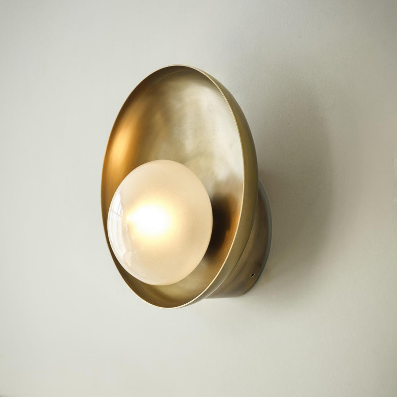 Hayle Outdoor & Bathroom Round Diffuser Wall Light - Brass