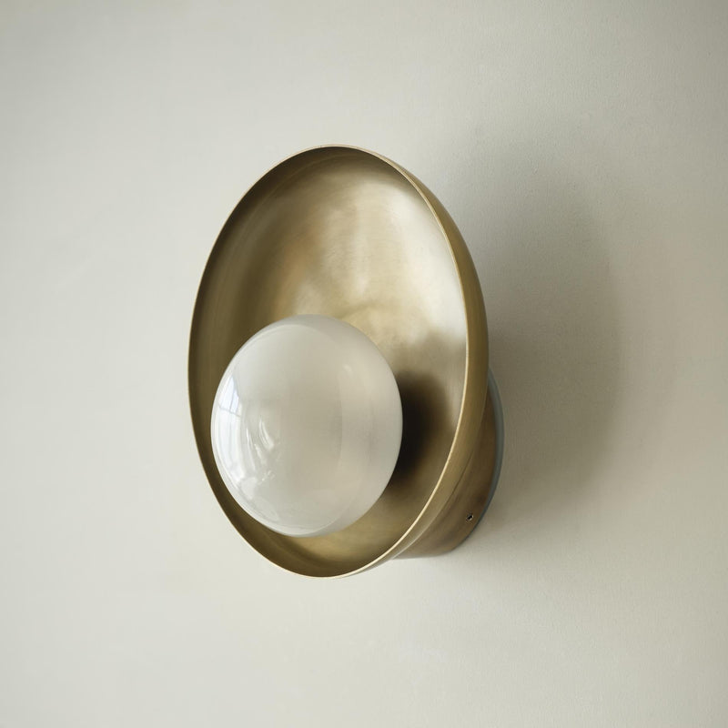 Hayle Outdoor & Bathroom Round Diffuser Wall Light - Brass