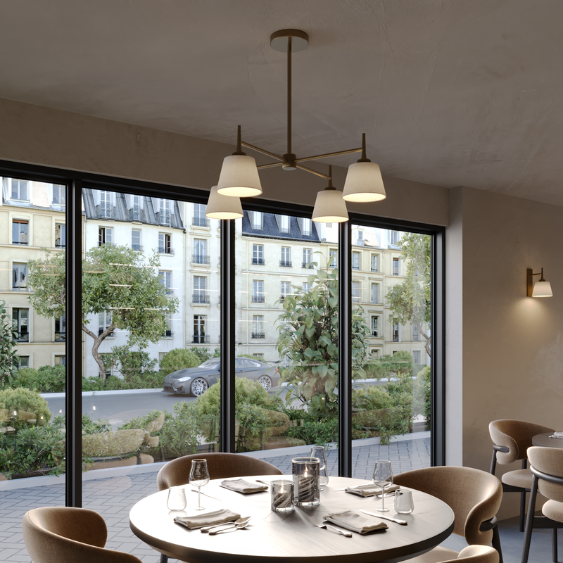 Henley 4 Arm Pendant Light - Natural Cotton Shades