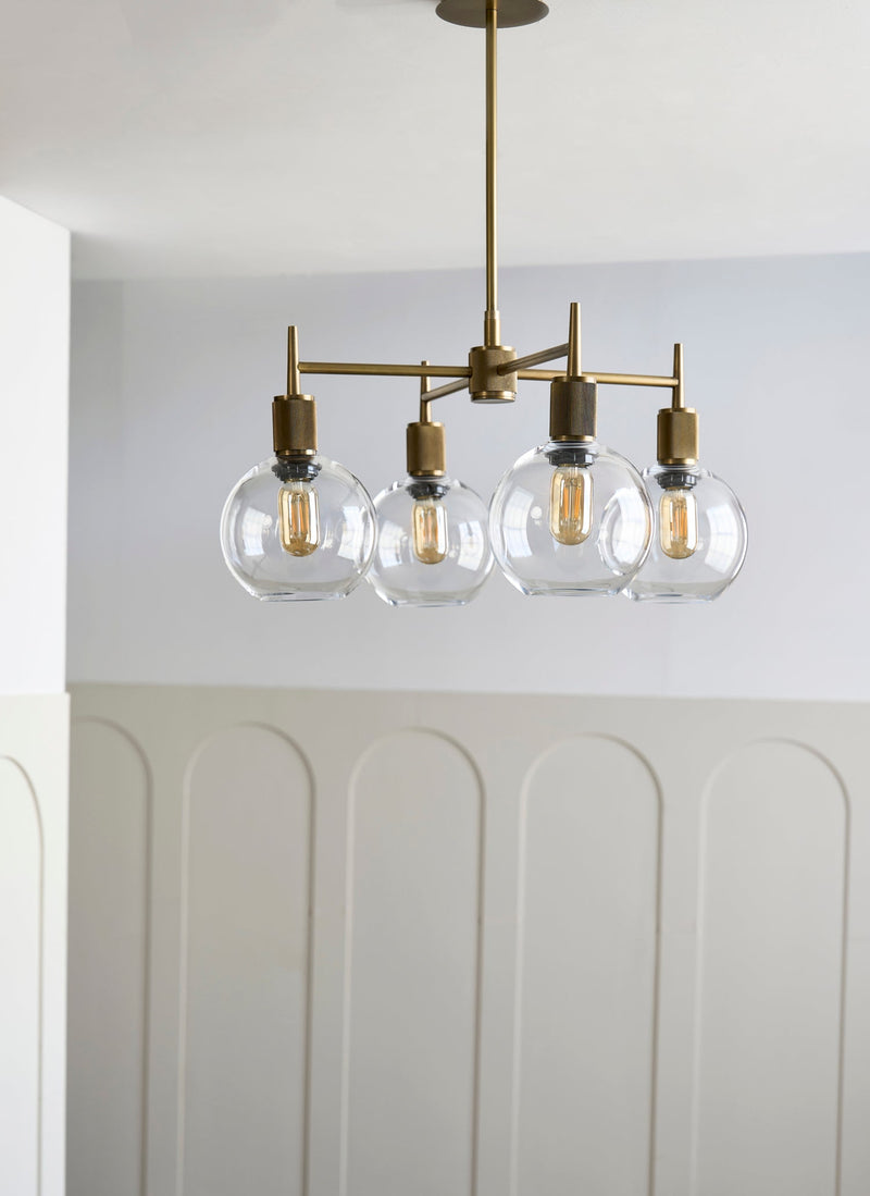 Henley 4 Arm Pendant Light - Glass Globe 7 Inch