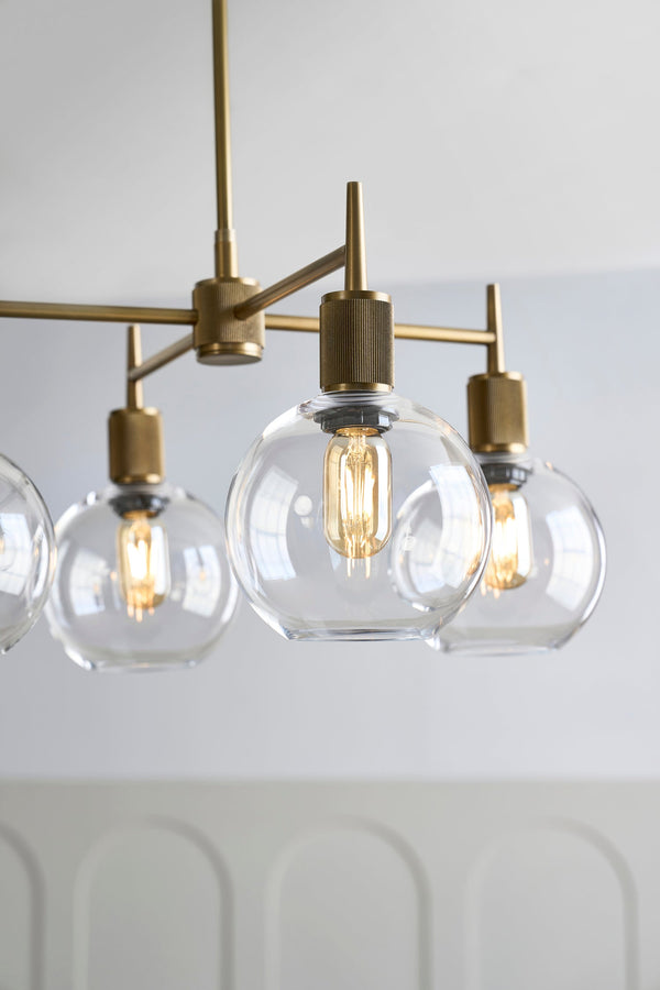 Henley 4 Arm Pendant Light - Glass Globe 7 Inch