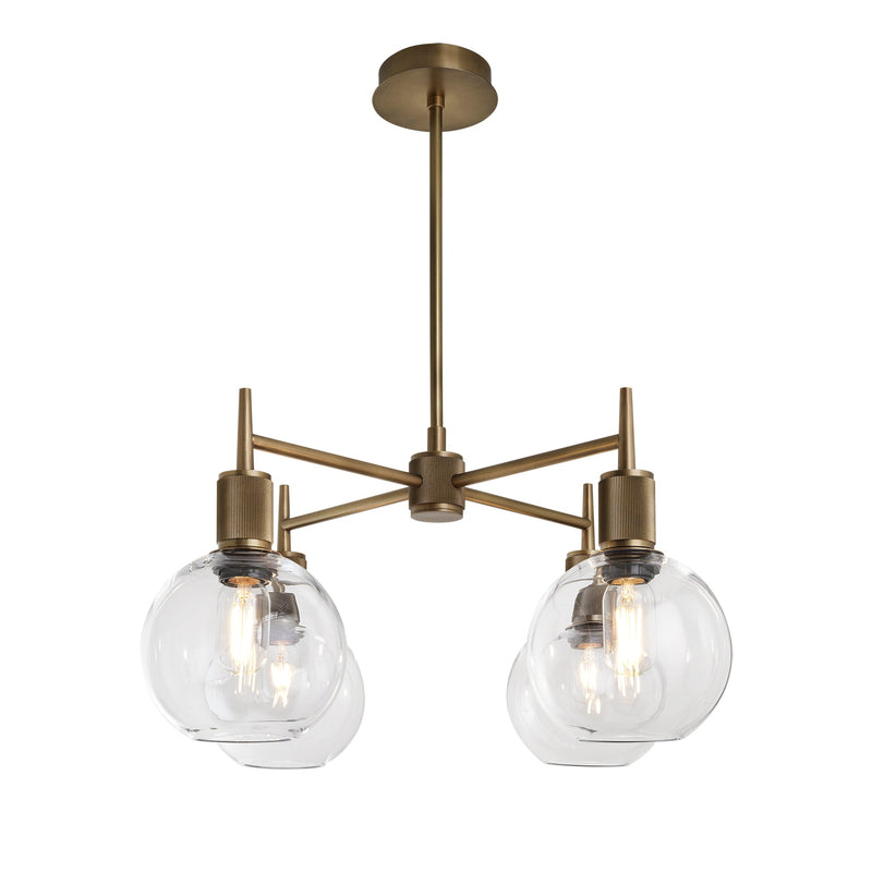 Henley 4 Arm Pendant Light - Glass Globe 7 Inch