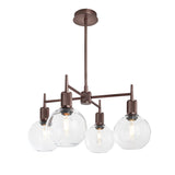 Henley 4 Arm Pendant Light - Glass Globe 7 Inch