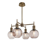 Henley 4 Arm Pendant Light - Glass Globe 7 Inch