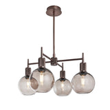 Henley 4 Arm Pendant Light - Glass Globe 7 Inch