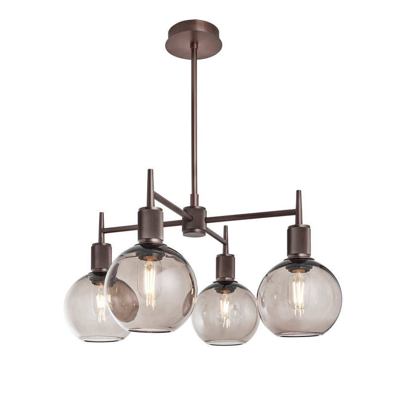 Henley 4 Arm Pendant Light - Glass Globe 7 Inch