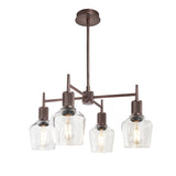Henley 4 Arm Pendant Light -  Glass Schoolhouse 5.5 Inch