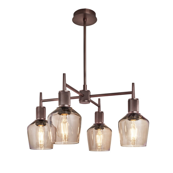 Henley 4 Arm Pendant Light -  Glass Schoolhouse 5.5 Inch