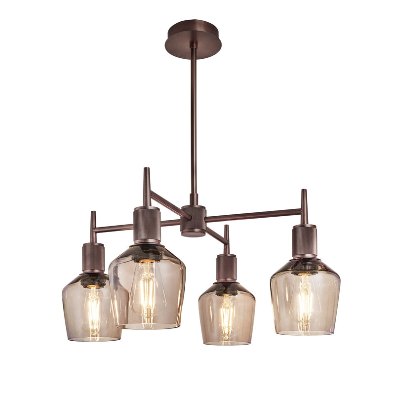 Henley 4 Arm Pendant Light -  Glass Schoolhouse 5.5 Inch