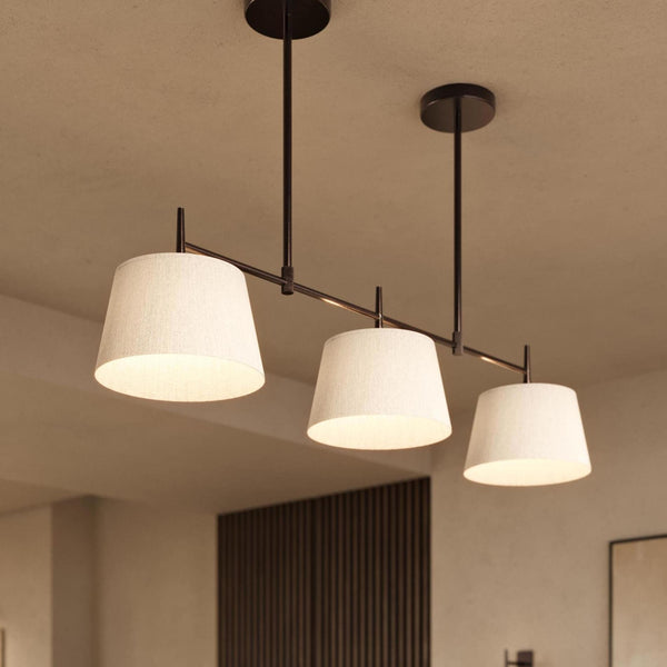 Henley Triple Bar Pendant Light - Natural Cotton Shades