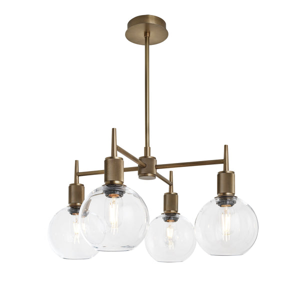 Henley 4 Arm Pendant Light - Glass Globe 7 Inch