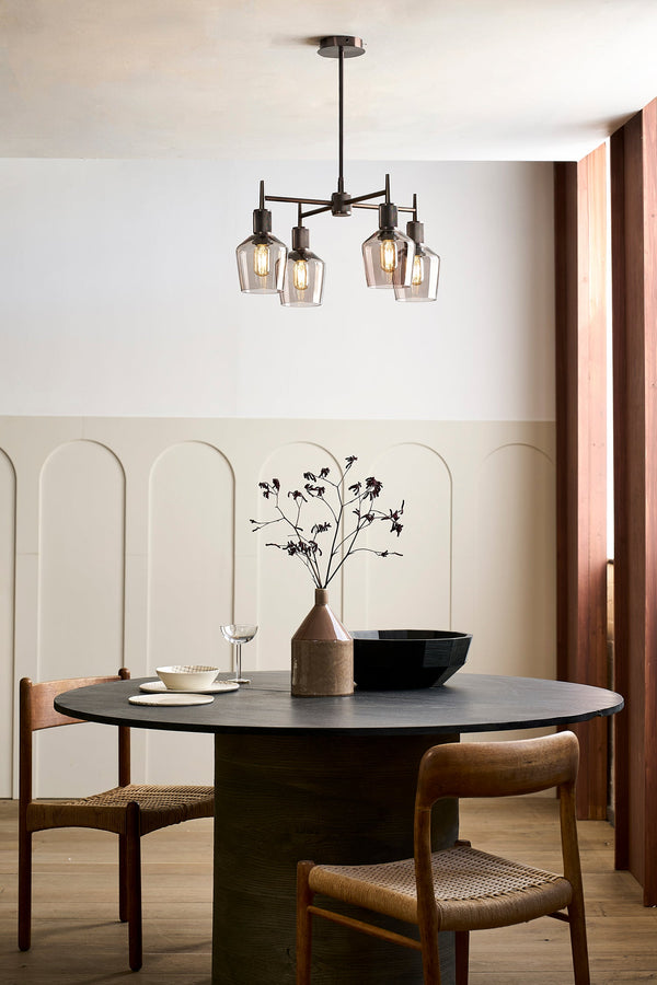 Henley 4 Arm Pendant Light -  Glass Schoolhouse 5.5 Inch