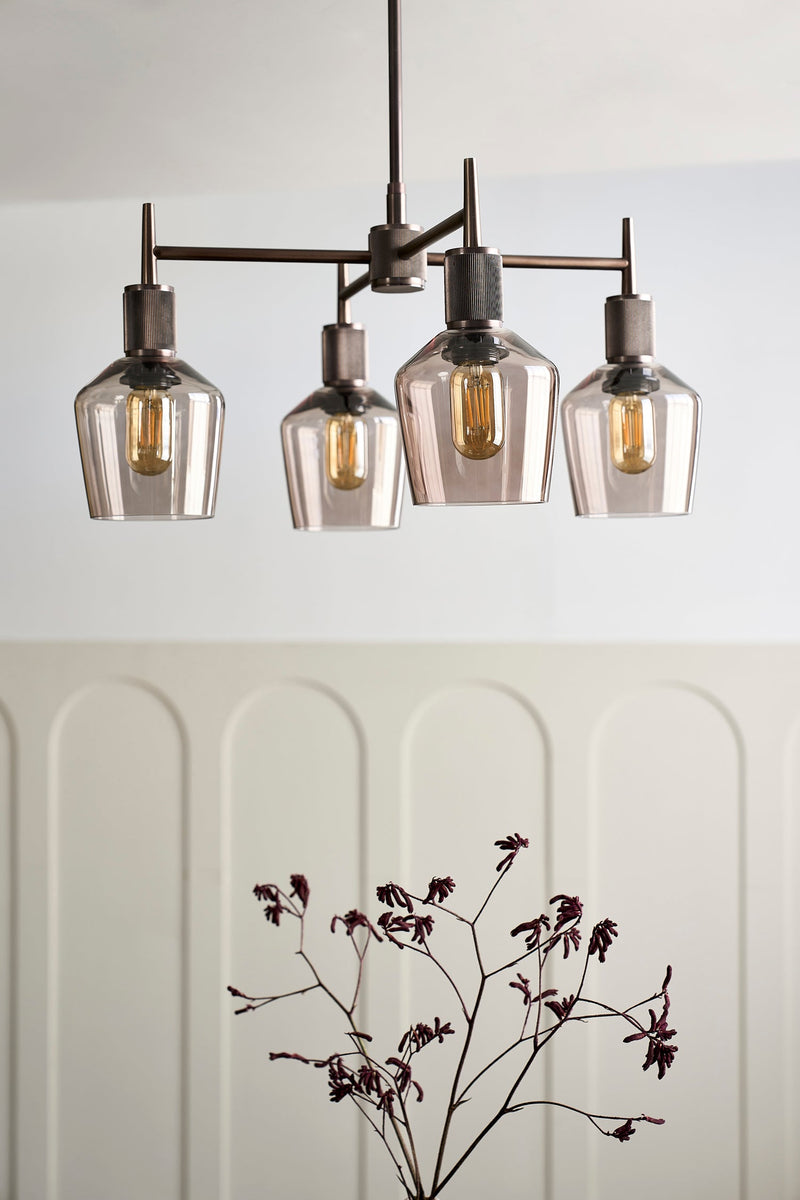 Henley 4 Arm Pendant Light -  Glass Schoolhouse 5.5 Inch