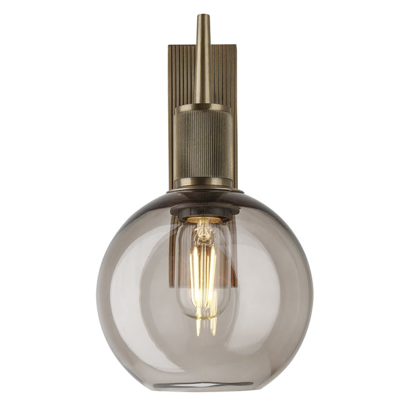 Henley Smoked Glass Globe Wall Light - 7 Inch - Mocha