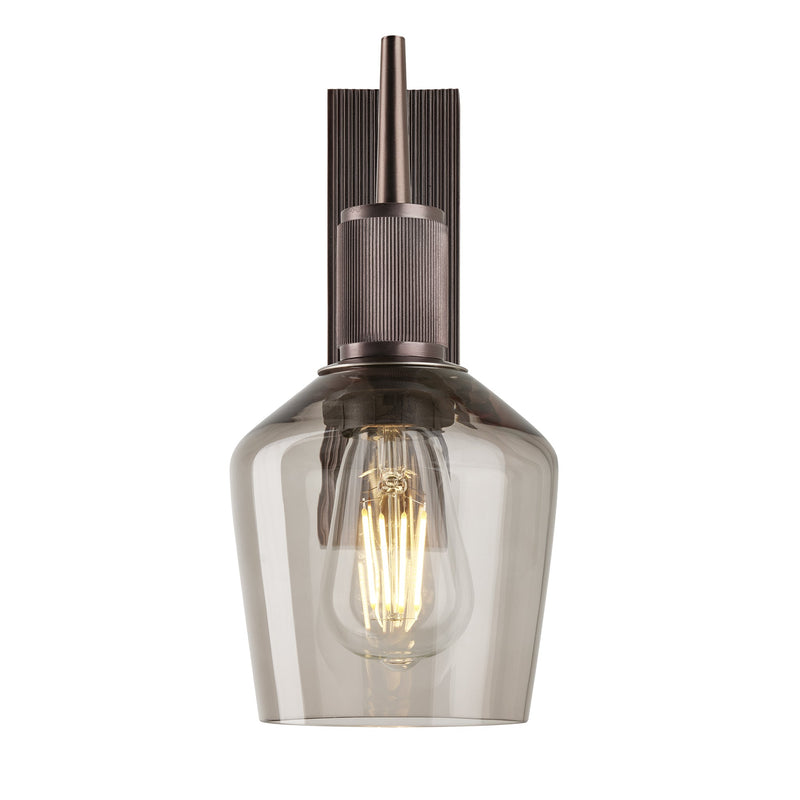 Henley Smoked Glass Schoolhouse Wall Light - 5.5 Inch - Mocha