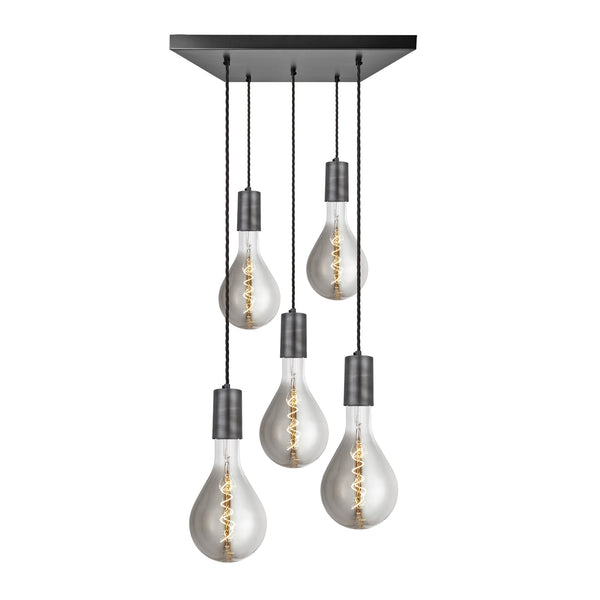 Sleek Large Edison Square Cluster Lights - 5 Wire – Pewter