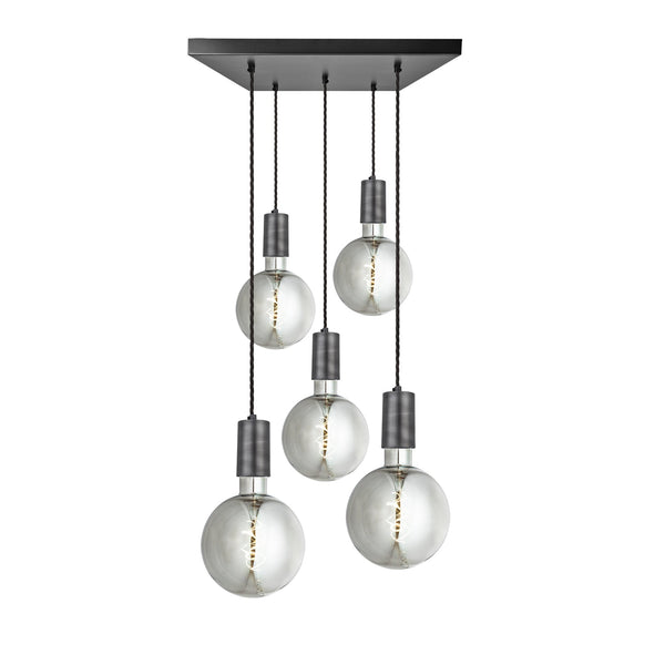 Sleek Large Edison Square Cluster Lights - 5 Wire – Pewter