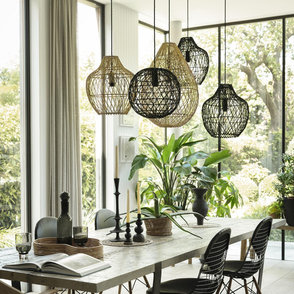 Coastal Rattan Ceiling Pendant Light - 12 inch - Globe